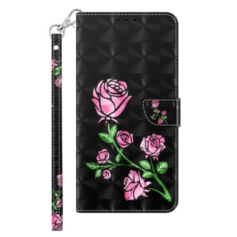 Fliptok / Bőrtok iPhone 14 szíjjal Strap Roses