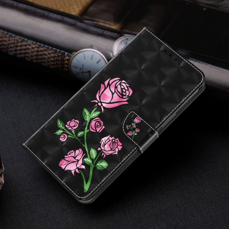 Fliptok / Bőrtok iPhone 14 szíjjal Strap Roses