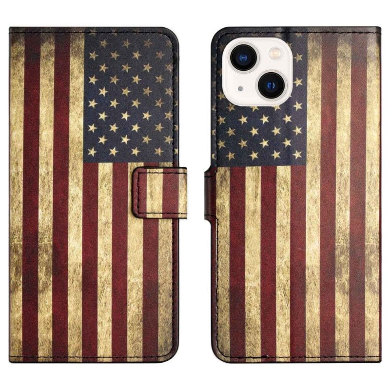 Kinyitható Tokok iPhone 14 Vintage Amerikai Zászló