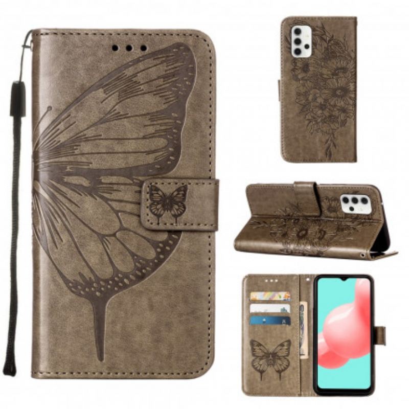 Fliptok / Bőrtok Samsung Galaxy A32 5G Butterfly Design Zsinórral