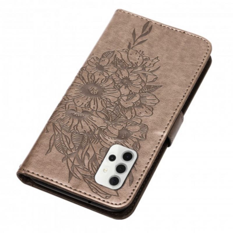 Fliptok / Bőrtok Samsung Galaxy A32 5G Butterfly Design Zsinórral