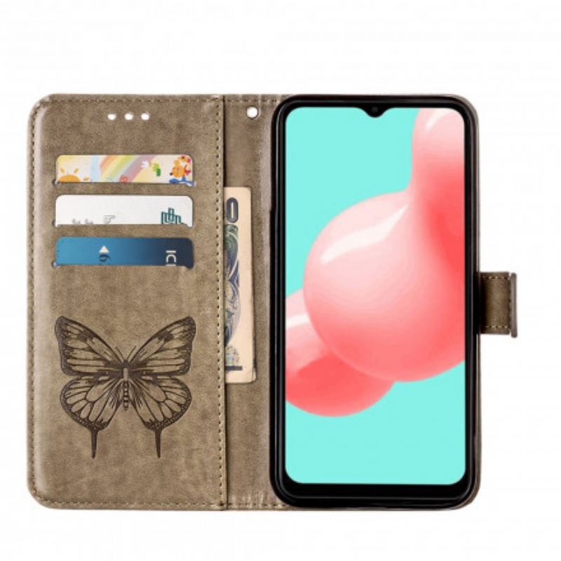 Fliptok / Bőrtok Samsung Galaxy A32 5G Butterfly Design Zsinórral