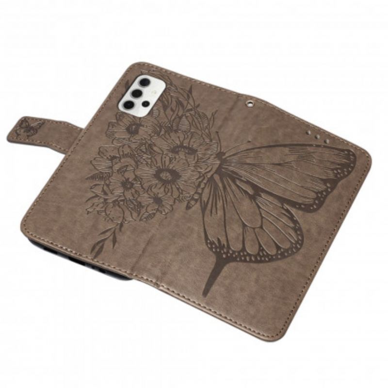 Fliptok / Bőrtok Samsung Galaxy A32 5G Butterfly Design Zsinórral