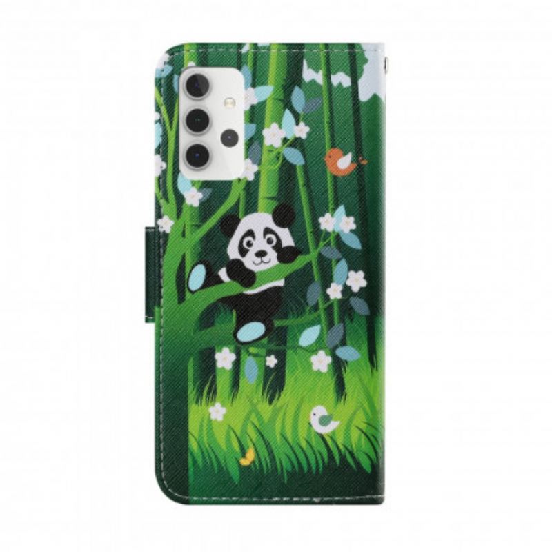 Fliptok / Bőrtok Samsung Galaxy A32 5G Panda Séta