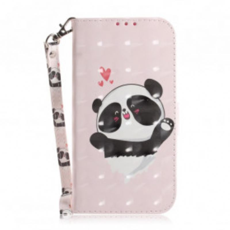 Fliptok Samsung Galaxy A32 5G szíjjal Panda Love With Lanyard