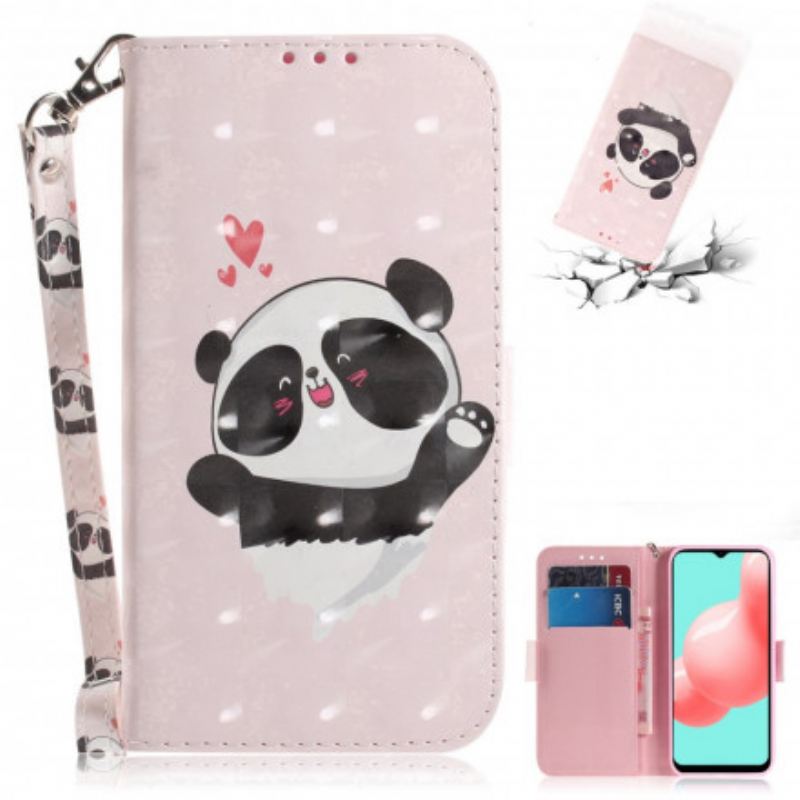 Fliptok Samsung Galaxy A32 5G szíjjal Panda Love With Lanyard