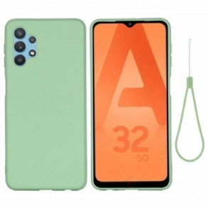 Tok Samsung Galaxy A32 5G Folyékony Szilikon Nyakpánttal