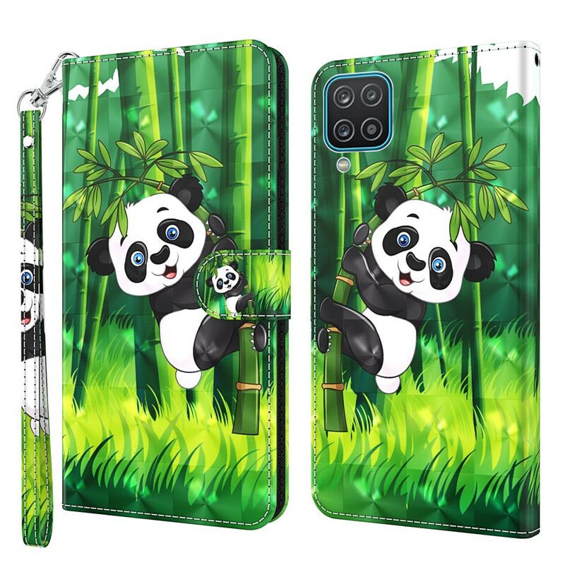 Fliptok / Bőrtok Samsung Galaxy M12 / A12 Panda És Bambusz