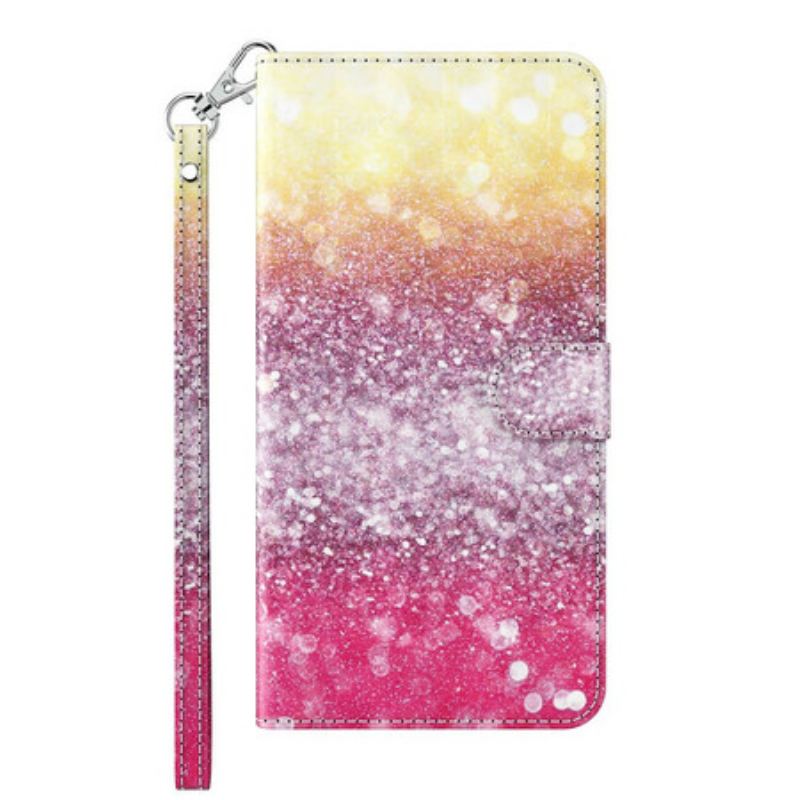 Fliptok Samsung Galaxy M12 / A12 Magenta Glitter Gradiens