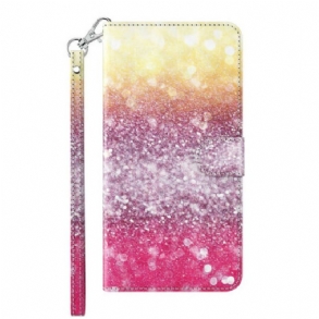 Fliptok Samsung Galaxy M12 / A12 Magenta Glitter Gradiens