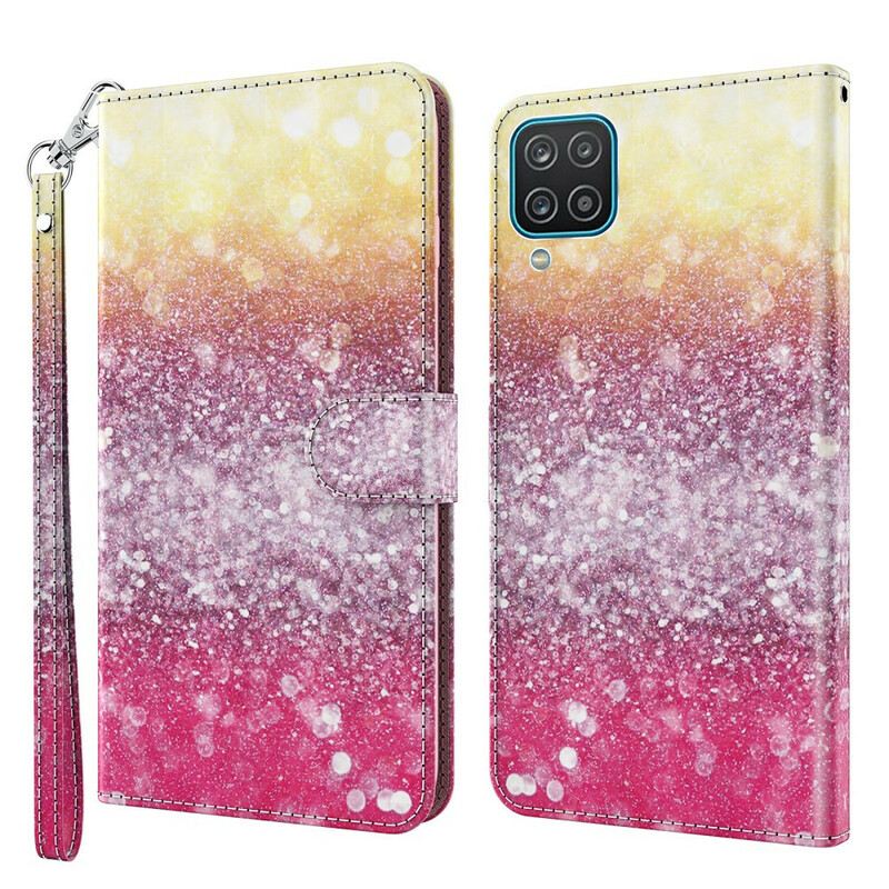 Fliptok Samsung Galaxy M12 / A12 Magenta Glitter Gradiens