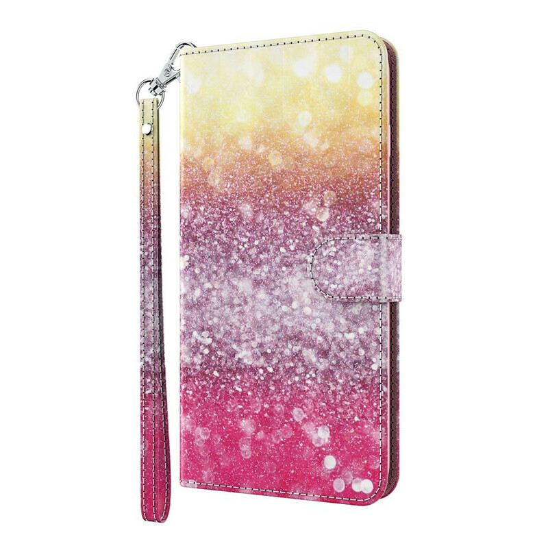 Fliptok Samsung Galaxy M12 / A12 Magenta Glitter Gradiens