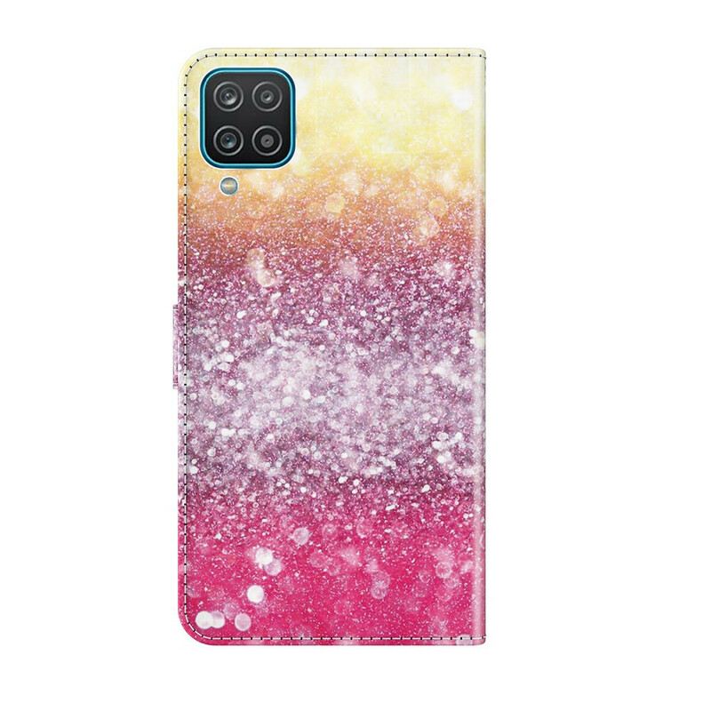 Fliptok Samsung Galaxy M12 / A12 Magenta Glitter Gradiens