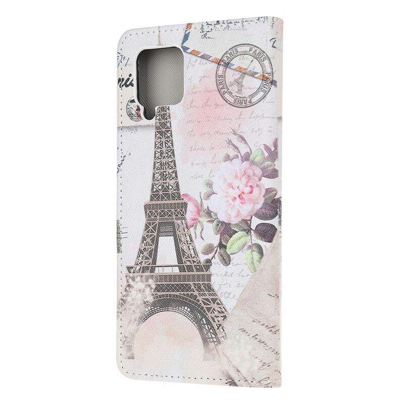 Fliptok Samsung Galaxy M12 / A12 Retro Eiffel-torony