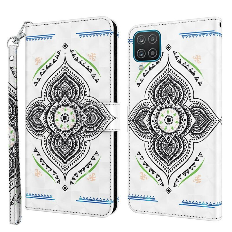 Fliptok Samsung Galaxy M12 / A12 Világos Foltok Mandala Zsinórral