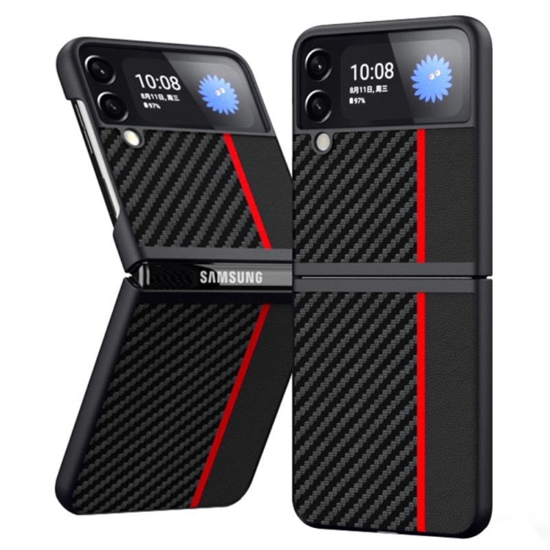 Fliptok Samsung Galaxy Z Flip 4 Bőrtok Carbon Fibre Line