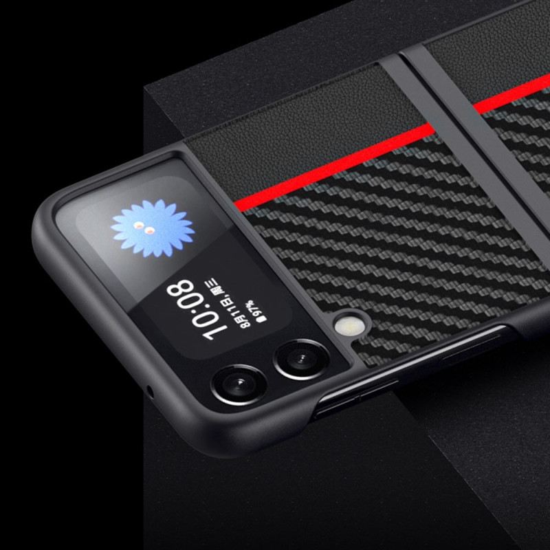 Fliptok Samsung Galaxy Z Flip 4 Bőrtok Carbon Fibre Line