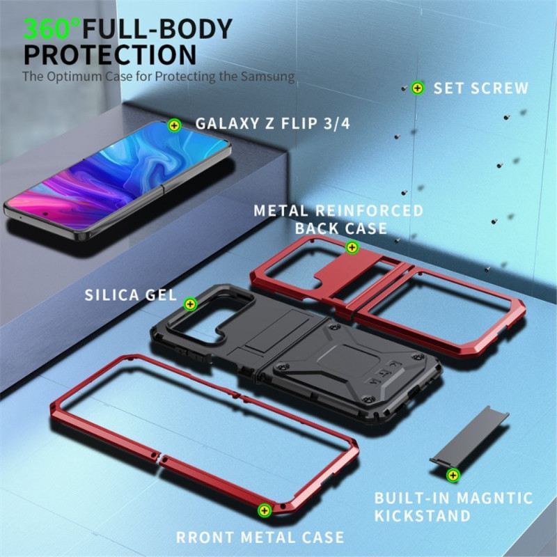 Fliptok Samsung Galaxy Z Flip 4 Bőrtok Fém És Kihangosító Támogatás