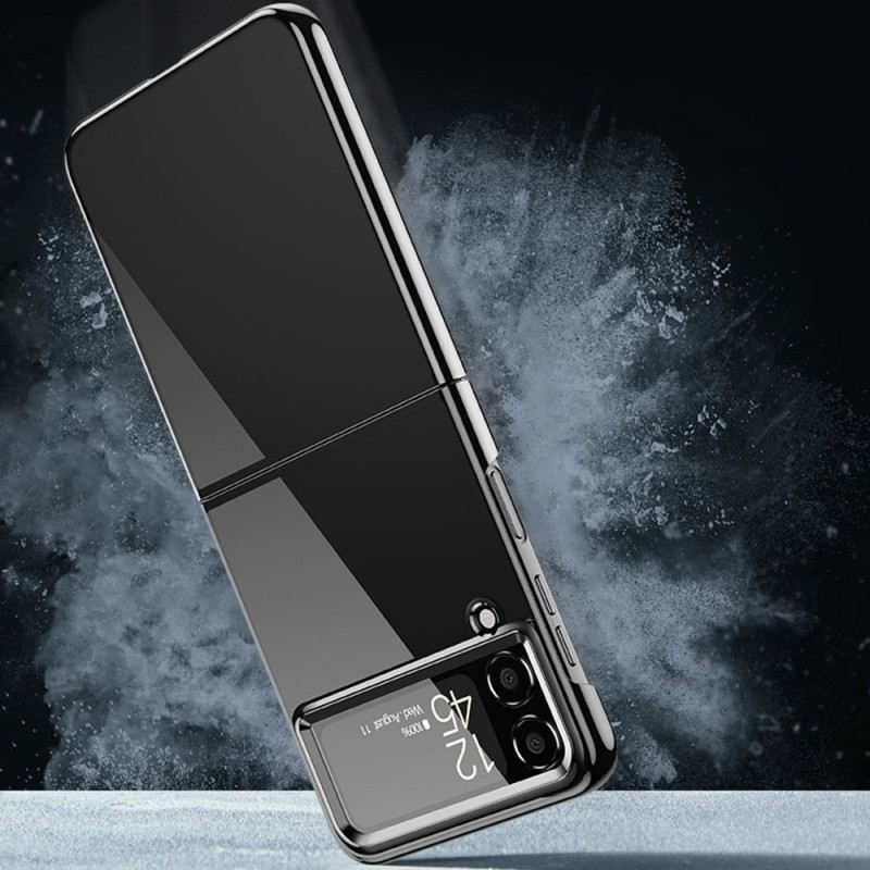 Fliptok Samsung Galaxy Z Flip 4 Bőrtok Fém Stílusú Élek