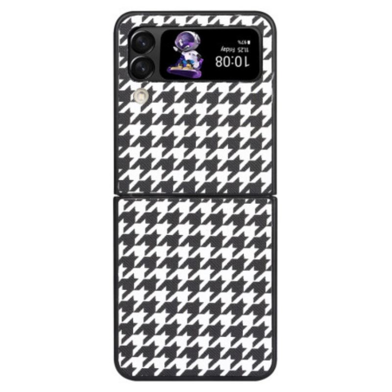 Fliptok Samsung Galaxy Z Flip 4 Bőrtok Houndstooth