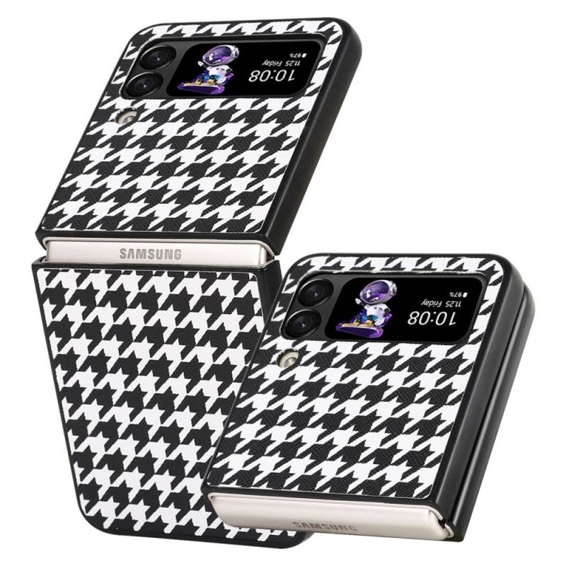 Fliptok Samsung Galaxy Z Flip 4 Bőrtok Houndstooth