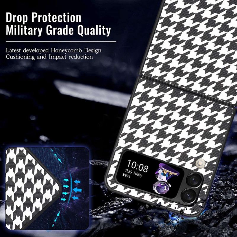 Fliptok Samsung Galaxy Z Flip 4 Bőrtok Houndstooth