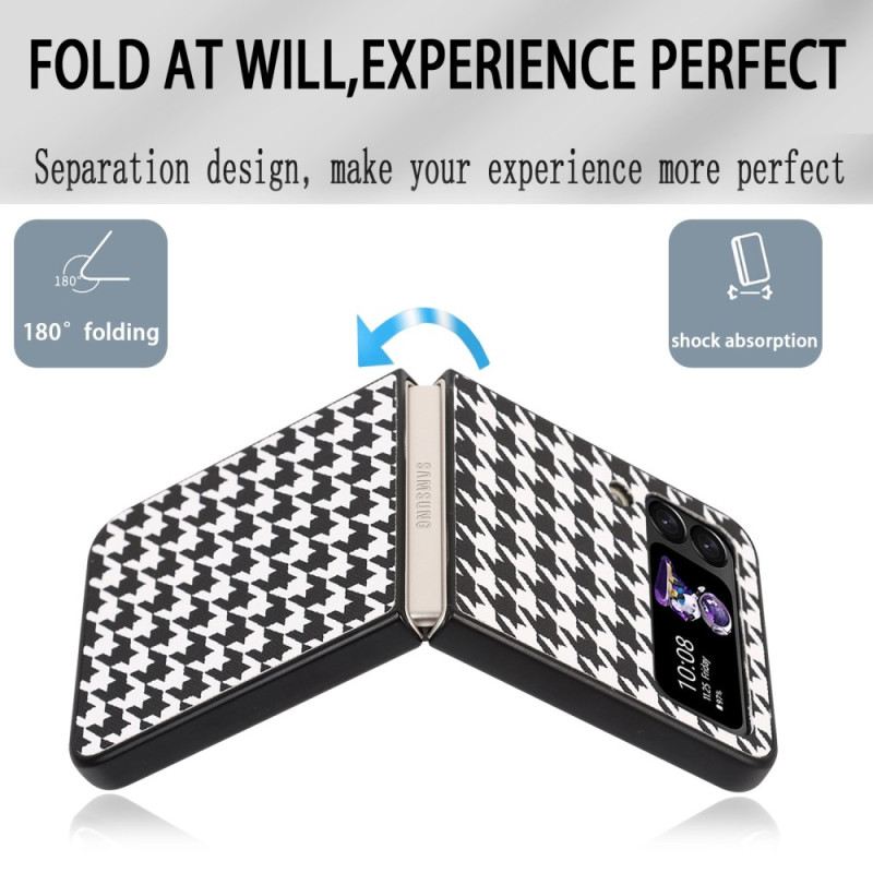 Fliptok Samsung Galaxy Z Flip 4 Bőrtok Houndstooth