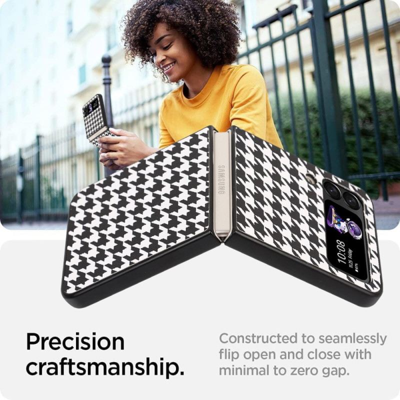 Fliptok Samsung Galaxy Z Flip 4 Bőrtok Houndstooth