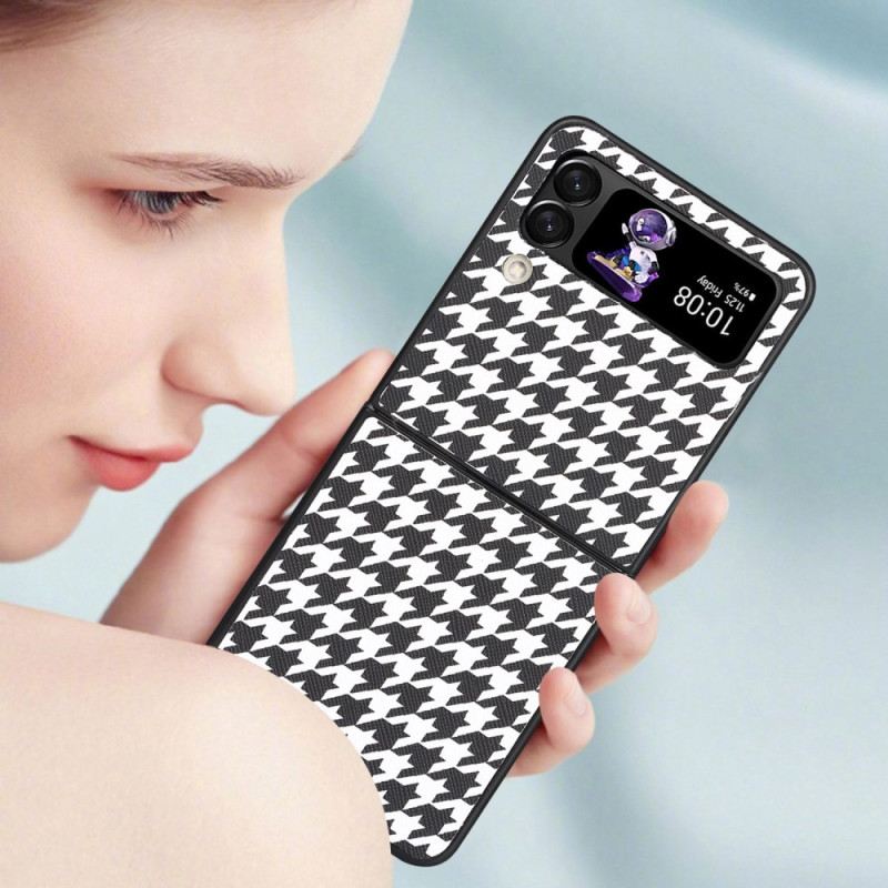 Fliptok Samsung Galaxy Z Flip 4 Bőrtok Houndstooth