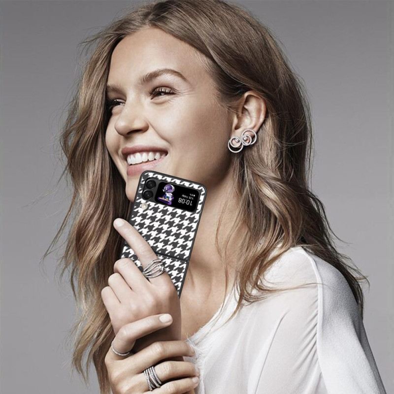 Fliptok Samsung Galaxy Z Flip 4 Bőrtok Houndstooth