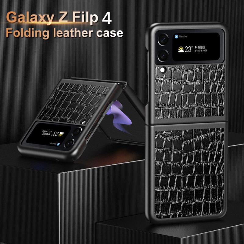 Fliptok Samsung Galaxy Z Flip 4 Bőrtok Krokodilbőr Stílus