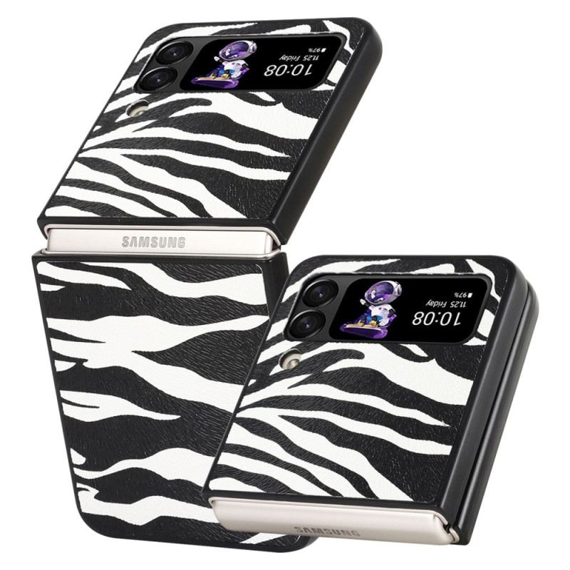 Fliptok Samsung Galaxy Z Flip 4 Bőrtok Zebra