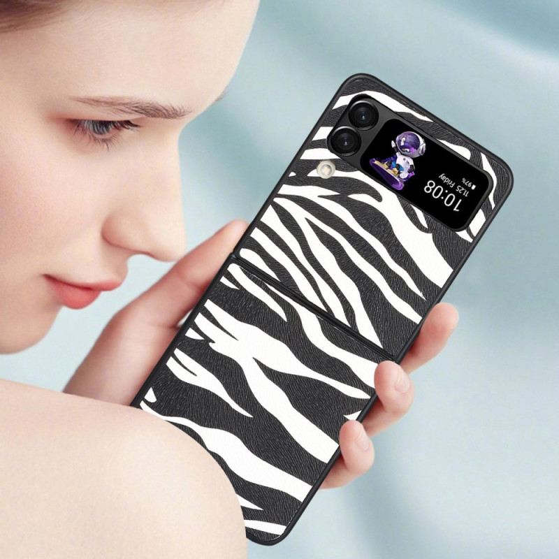 Fliptok Samsung Galaxy Z Flip 4 Bőrtok Zebra