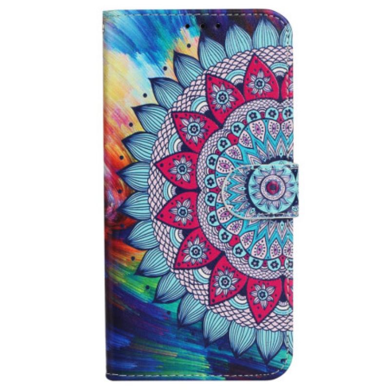 Bőrtok iPhone 16 Pro Max Mandala Virág Szíjjal