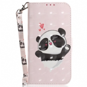 Bőrtok iPhone 16 Pro Max Panda Love Szíjjal