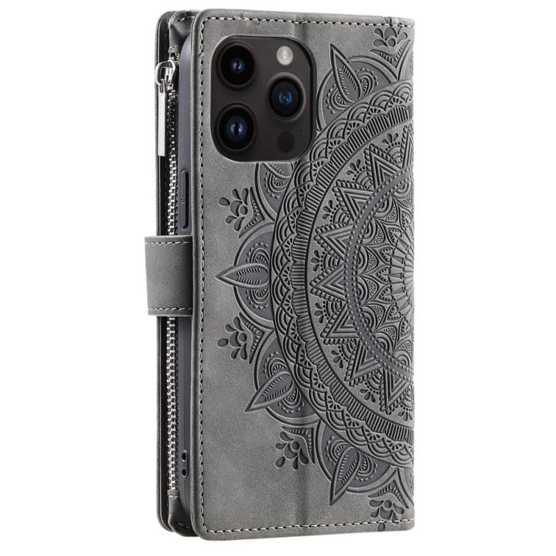 Fliptok iPhone 16 Pro Max Mandala Velúr Hatású Pénztárca