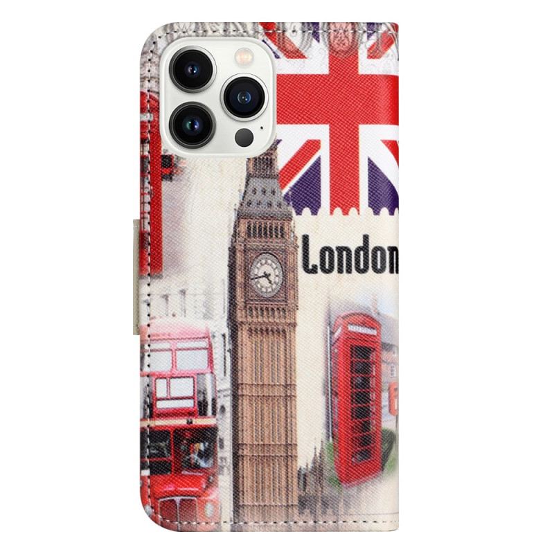 Kinyitható Bőrtok iPhone 16 Pro Max Londoni Élet