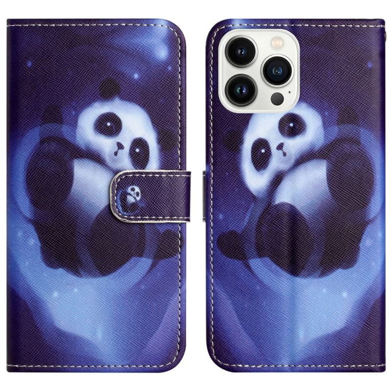 Kinyitható Tokok iPhone 16 Pro Max Space Panda Szíj