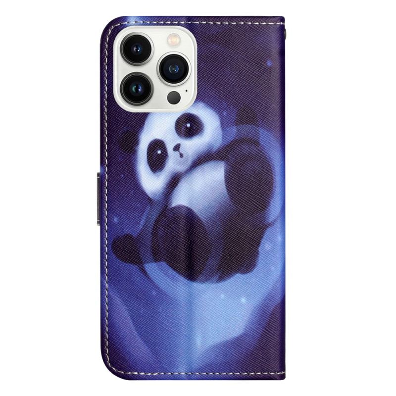 Kinyitható Tokok iPhone 16 Pro Max Space Panda Szíj