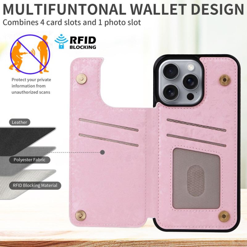 Tok iPhone 16 Pro Max Rfid Blokkoló Virágos Kártyatartó