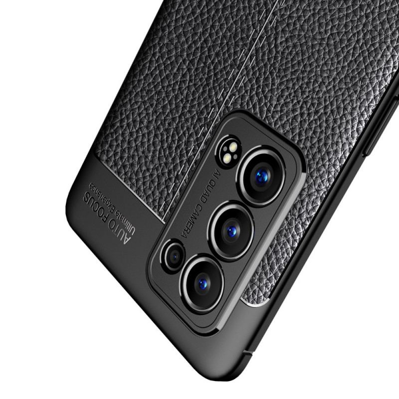 Tok Oppo Reno 6 Pro 5G Litchi Dupla Vonalú Bőr