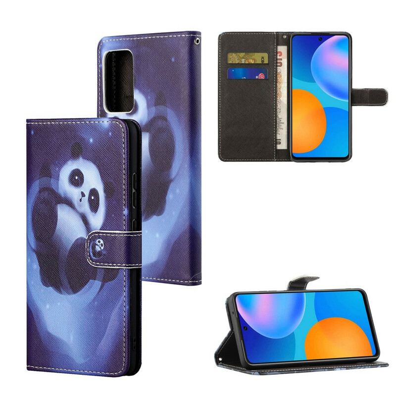 Fliptok / Bőrtok Xiaomi Redmi Note 10 5G szíjjal Panda Space Kötéllel