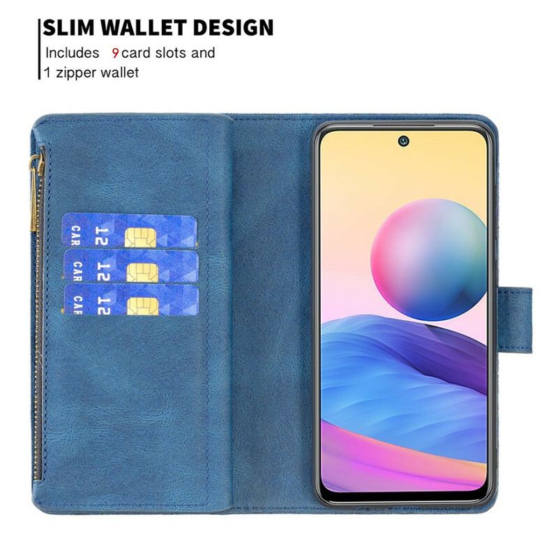 Fliptok Xiaomi Redmi Note 10 5G Pillangós Cipzáras Zseb