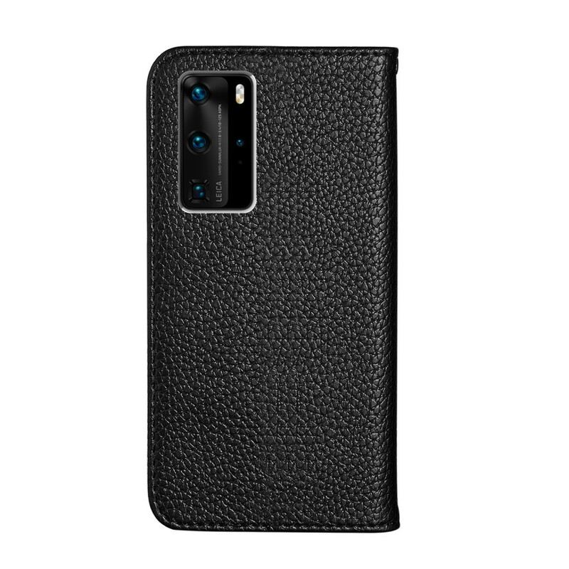 Fliptok Huawei P40 Pro Bőrtok Litchi Ultra Chic Műbőr