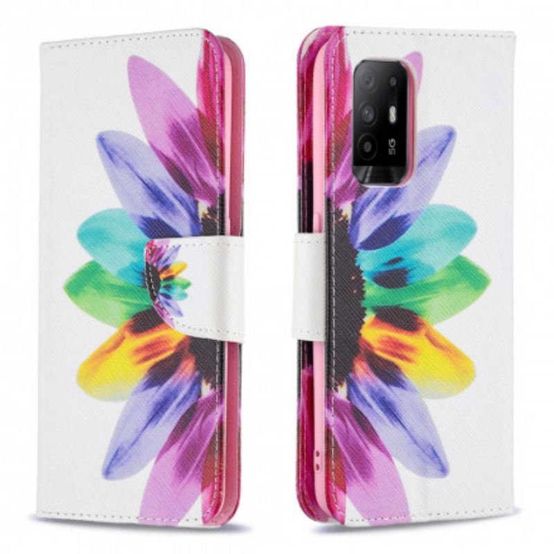 Fliptok / Bőrtok Oppo A94 5G Akvarell Virág