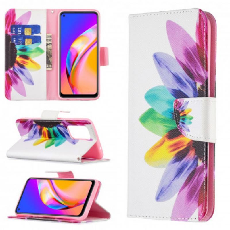 Fliptok / Bőrtok Oppo A94 5G Akvarell Virág