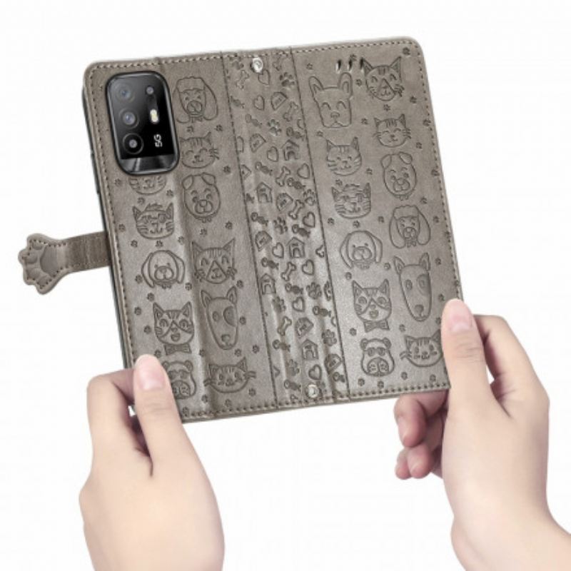 Fliptok / Bőrtok Oppo A94 5G Animált Állatok