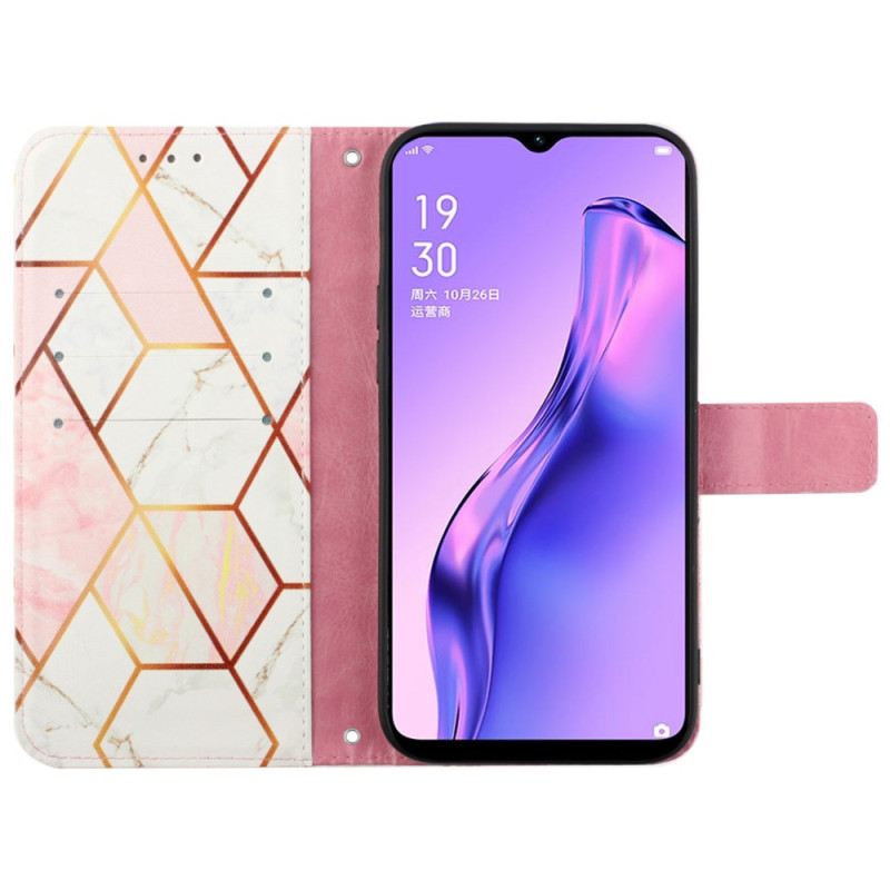 Fliptok / Bőrtok Oppo A94 5G Márvány Geometriai Szíjjal