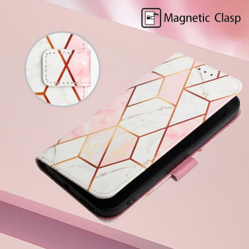 Fliptok / Bőrtok Oppo A94 5G Márvány Geometriai Szíjjal