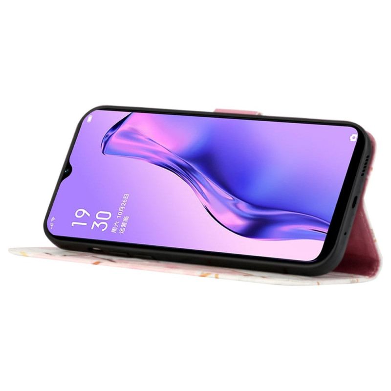 Fliptok / Bőrtok Oppo A94 5G Márvány Geometriai Szíjjal